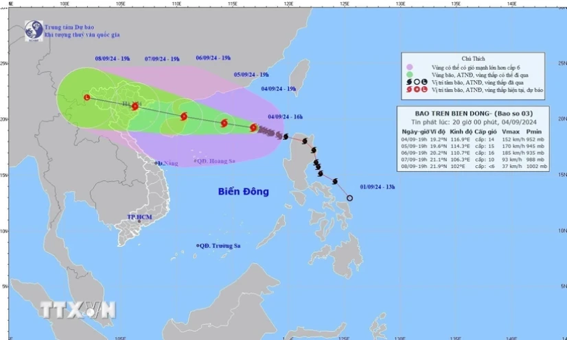 Bão số 3 đổi hướng mạnh cấp 15, giật cấp 17, còn cách đảo Hải Nam 580km