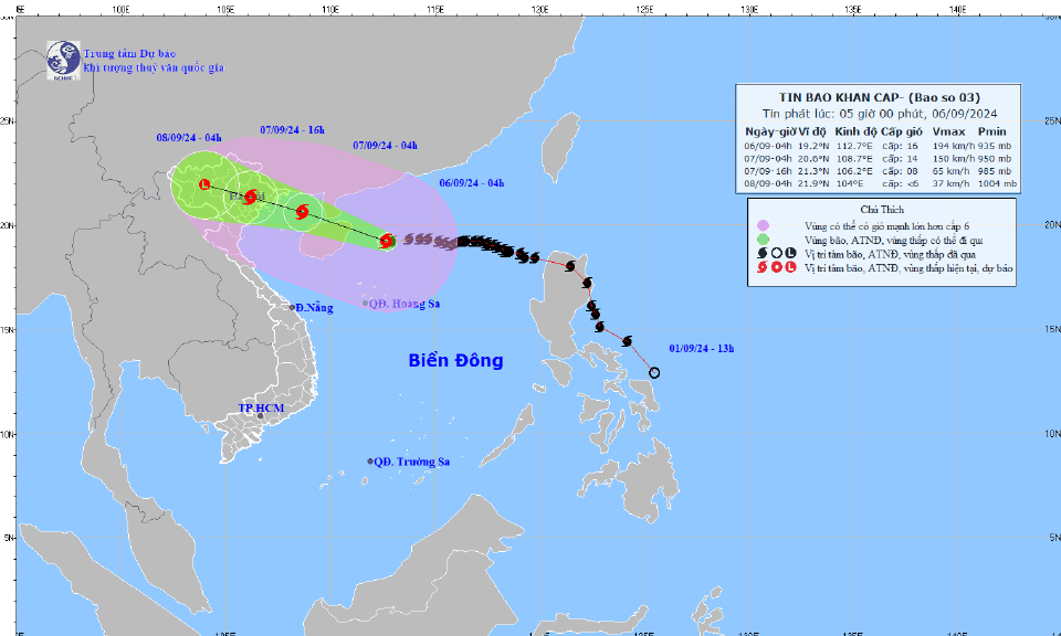 Siêu bão Yagi cách Quảng Ninh 620km về phía Đông Nam