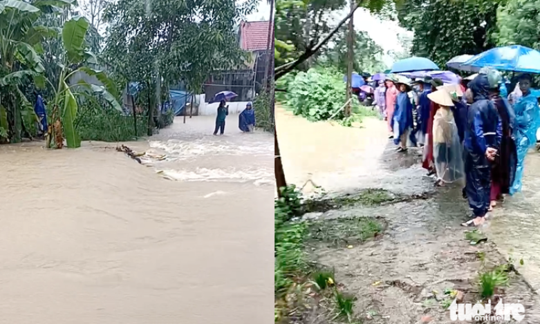 Chở hai con đi học về, mẹ bị nước lũ cuốn mất tích