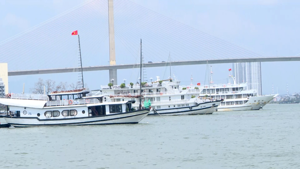 Các tàu du lịch đưa khách tham quan trên Vịnh Hạ Long.