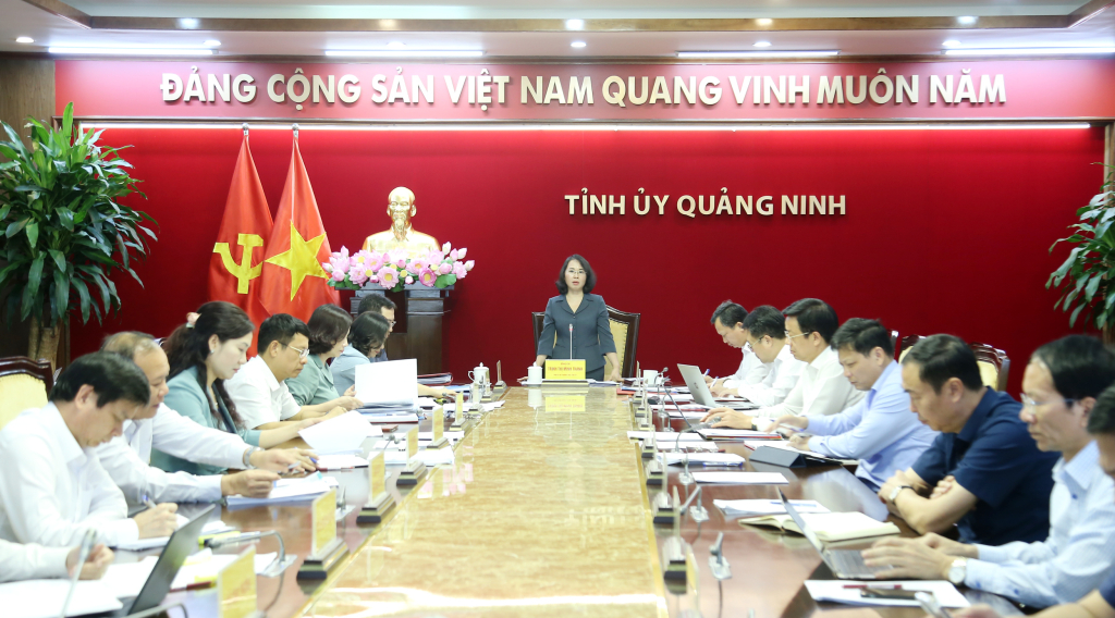 Trịnh Thị Minh Thanh, Phó Bí thư Thường trực Tỉnh ủy chủ trì và kết luận hội nghị.