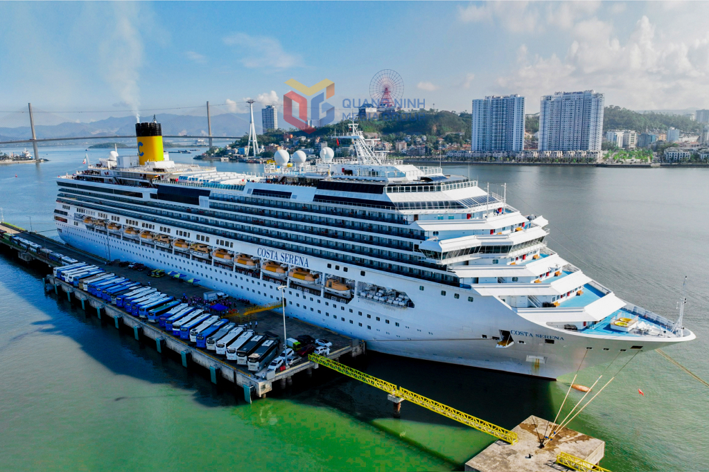 Five-star cruise ship Costa Serena docked at Ha Long International Passenger Port.