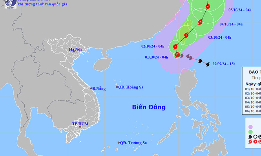 Thời tiết ngày 1/10: Bão Krathon đi vào vùng Bắc Biển Đông