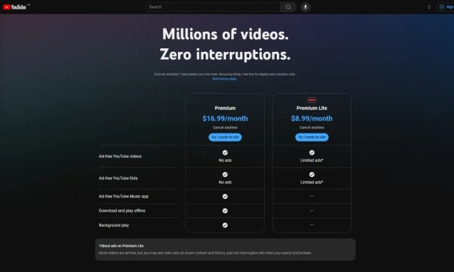 YouTube thử nghiệm gói Premium mới với giá rẻ bằng một nửa