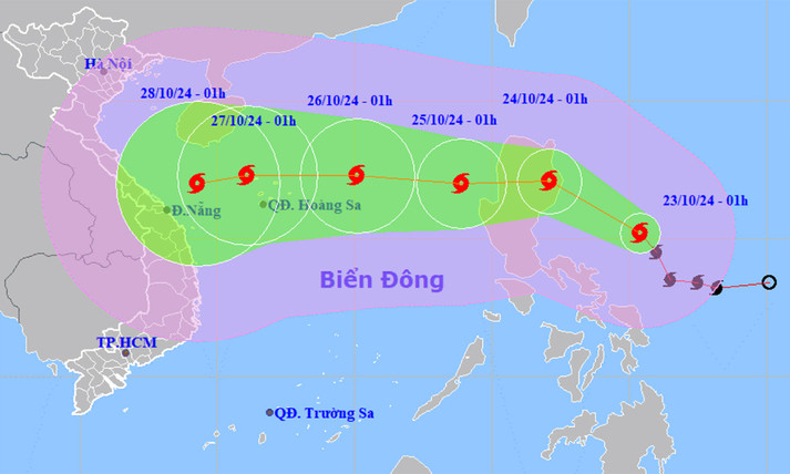 Bão Trami di chuyển nhanh vào Biển Đông, cường độ tiếp tục mạnh thêm