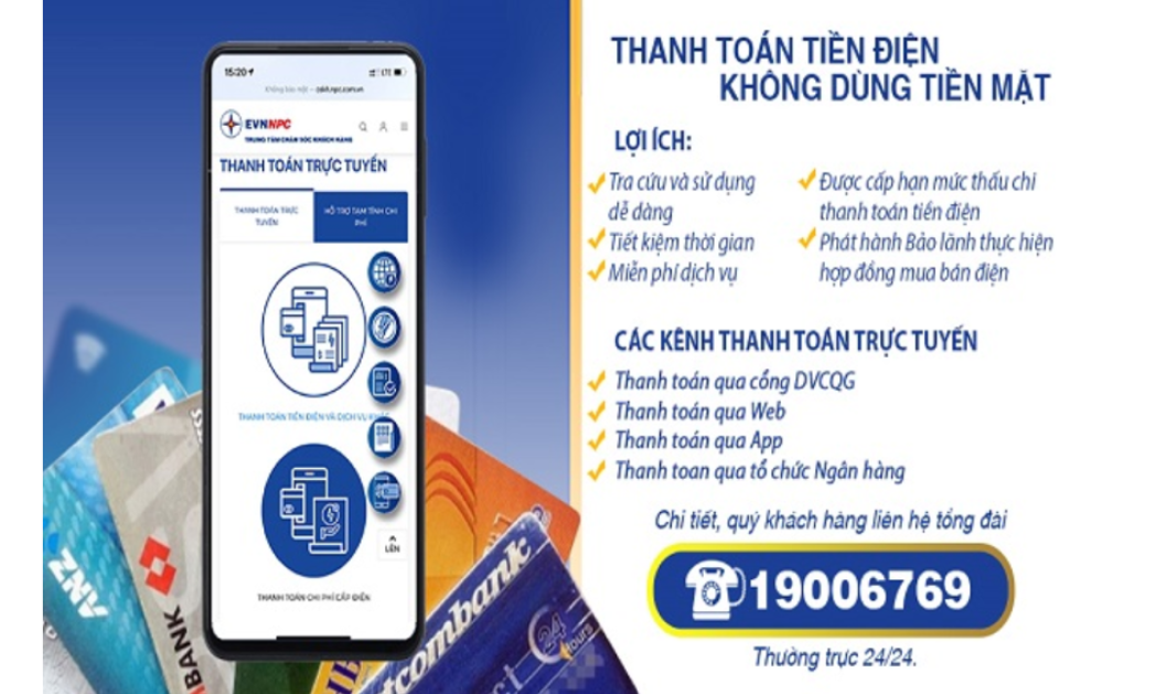 Các hình thức thanh toán tiền điện không dùng tiền mặt