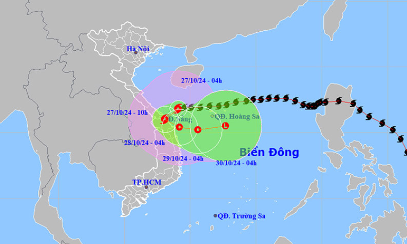 Thời tiết ngày 27/10: Bão số 6 mạnh cấp 10, gây mưa lớn ở Trung Bộ, Tây Nguyên