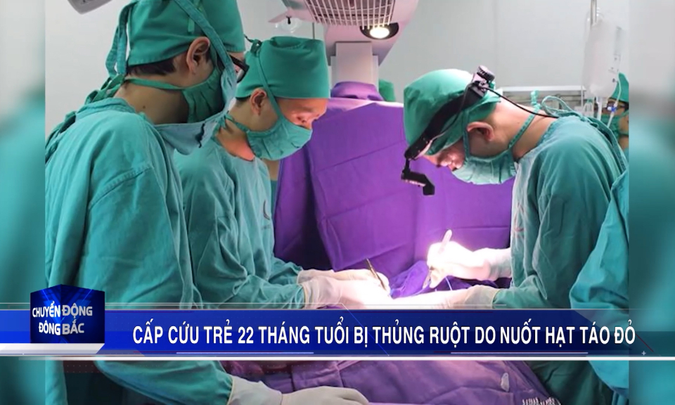 Cấp cứu trẻ 22 tháng tuổi bị thủng ruột do nuốt hạt táo đỏ