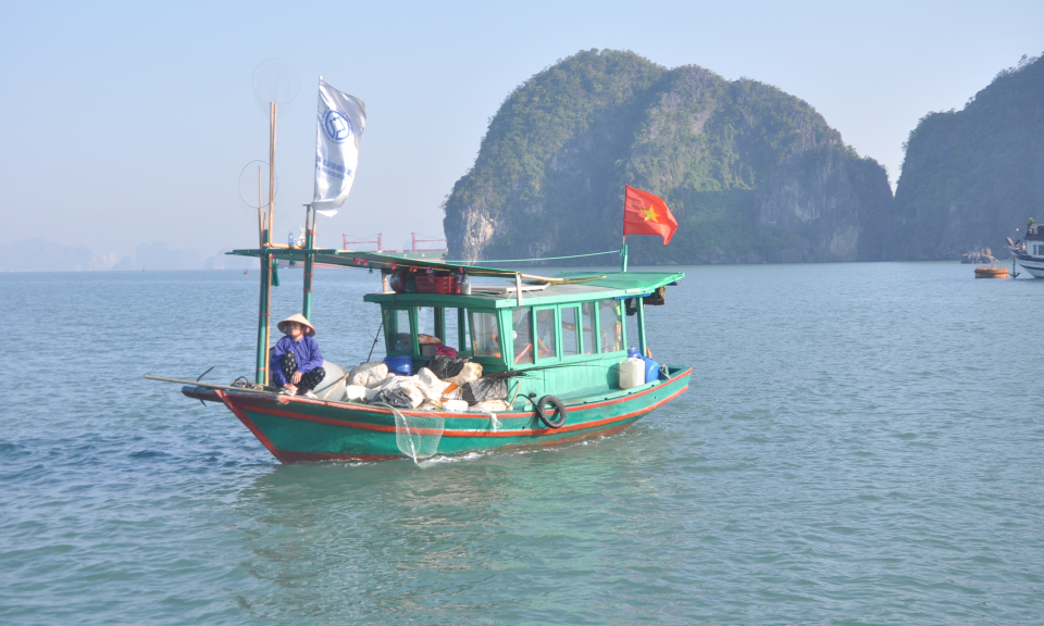 Lên thuyền với những người thu gom rác trên Vịnh Hạ Long...