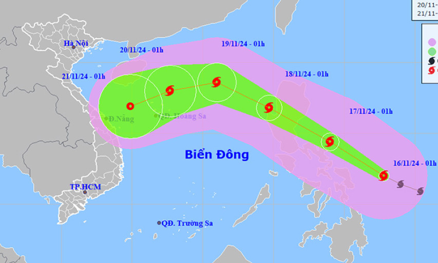 Thời tiết ngày 16/11: Xuất hiện hai cơn bão gần biển Đông