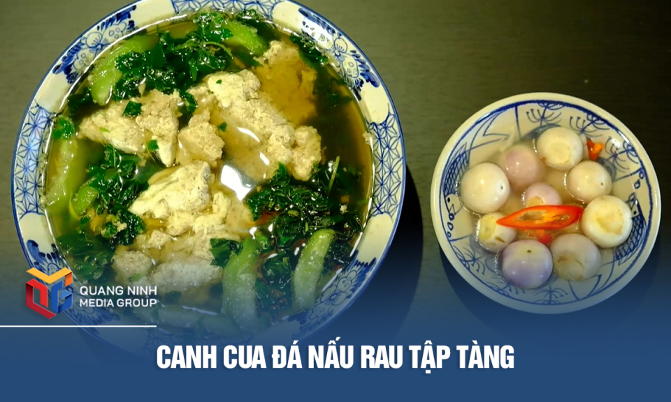 Canh cua đá nấu rau tập tàng