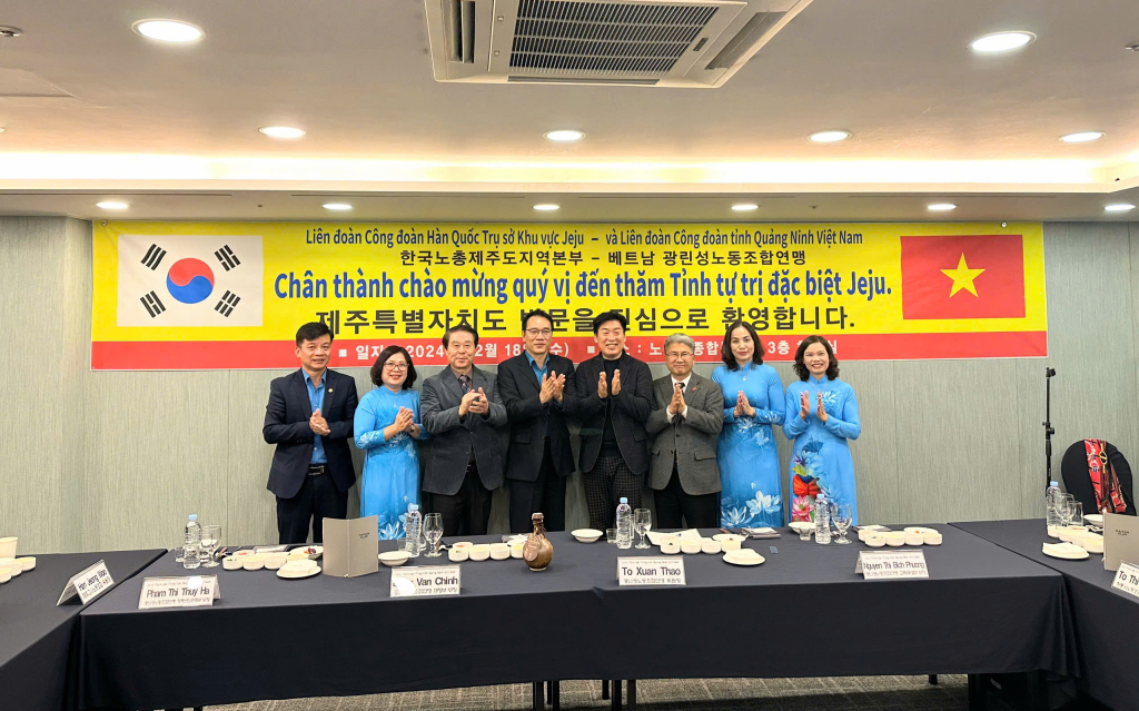Lãnh đạo Tỉnh tự trị đặc biệt Jeju tiếp xã giao Đoàn công tác Liên đoàn Lao động tỉnh Quảng Ninh