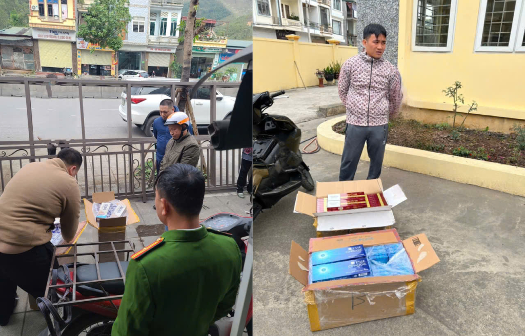 Đối tượng Nguyễn Trung Lập và Bùi Xuân Trường cùng tang vật bị khi bắt giữ.