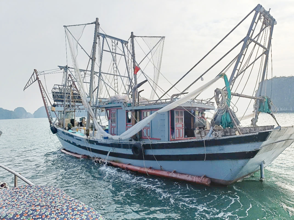 Tàu cá vi phạm bị lực lượng biên phòng bắt giữ. 