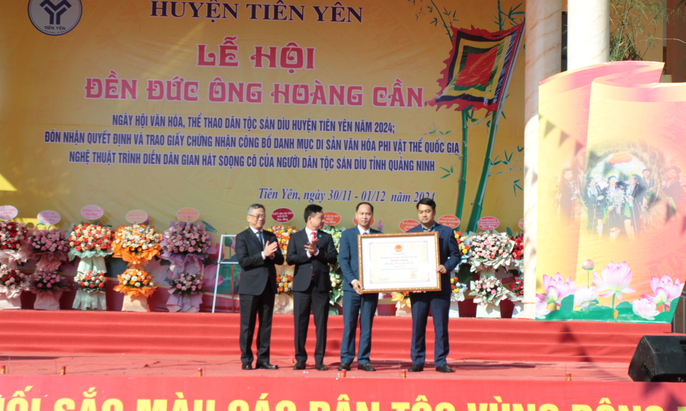 Khai mạc Lễ hội Đền Đức ông Hoàng Cần - Ngày hội Văn hóa, Thể thao dân tộc Sán Dìu huyện Tiên Yên năm 2024