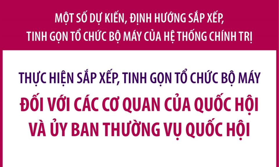 Dự kiến sắp xếp, tinh gọn tổ chức bộ máy các cơ quan của Quốc hội, UBTV Quốc hội