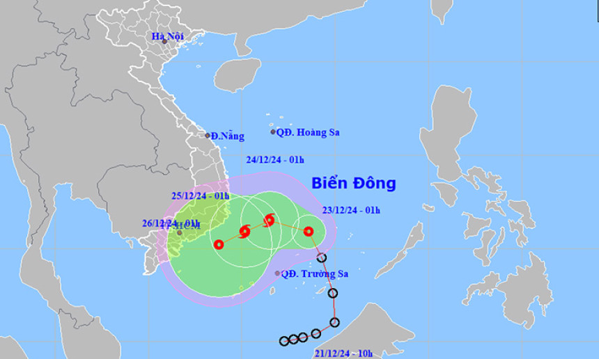 Thời tiết ngày 23/12: Áp thấp nhiệt đới có thể mạnh lên thành bão