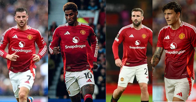 4 ngôi sao không góp mặt theo tiết lộ của MEN (trái sang) Mount, Rashford, Shaw và Lindelof