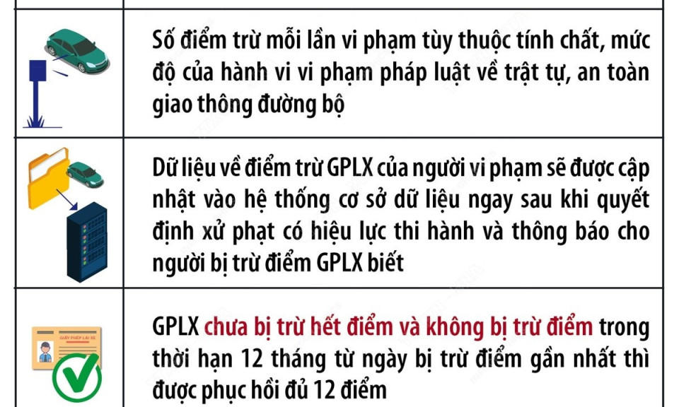 Từ 1/1/2025: Giấy phép lái xe có 12 điểm, hết điểm sẽ không được lái xe 6 tháng