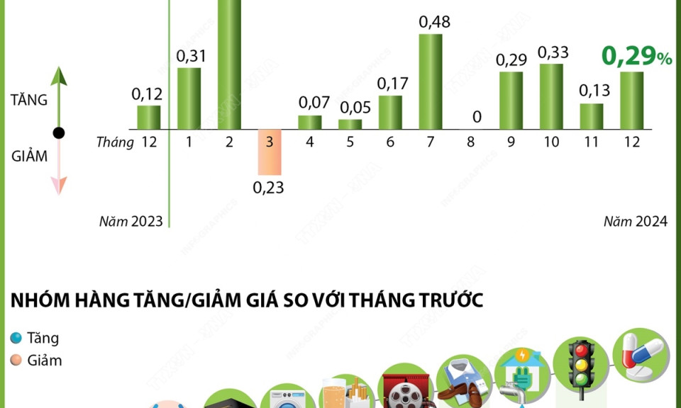 CPI tháng 12/2024 tăng 0,29%