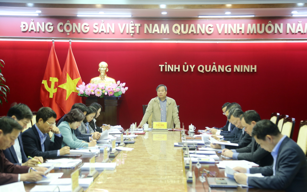 Đồng chí Vũ Đại Thắng, Ủy viên Trung ương Đảng, Bí thư Tỉnh ủy, chủ trì và kết luận hội nghị.