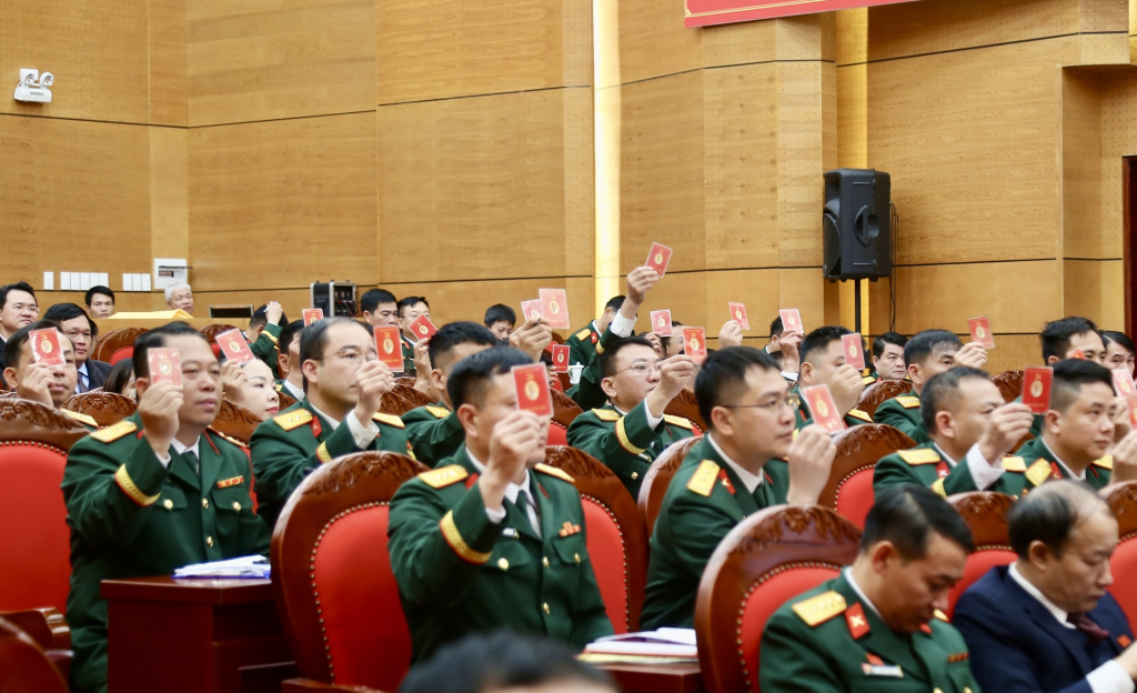 Các đại biểu biểu quyết thông qua Nghị quyết Đại hội.