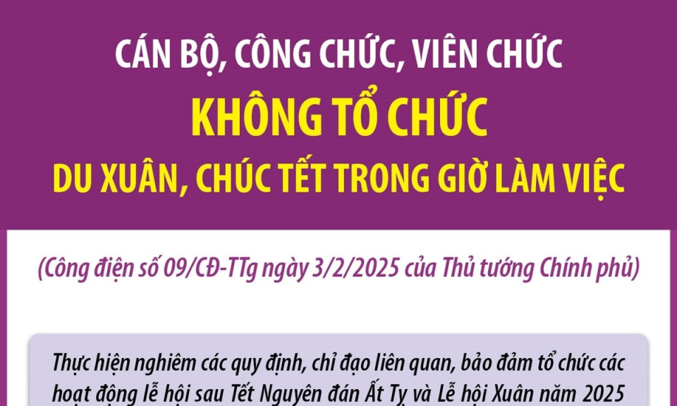 Cán bộ, công chức, viên chức không tổ chức du Xuân, chúc Tết trong giờ làm