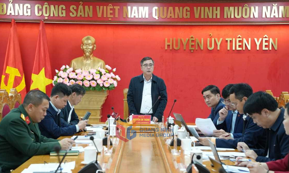 Ban Thường vụ Huyện ủy Tiên Yên họp triển khai thực hiện các nghị quyết của Trung ương, Tỉnh ủy tháng 2/2025. Ảnh: Trần Hoàn (CTV)