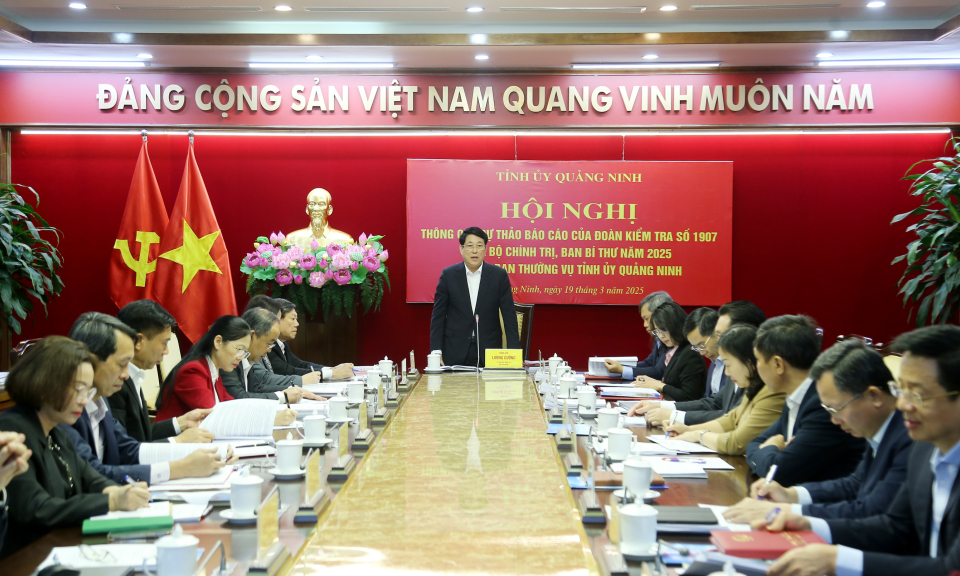 Thông qua dự thảo báo cáo kết quả kiểm tra của Bộ Chính trị, Ban Bí thư năm 2025 đối với Ban Thường vụ Tỉnh ủy