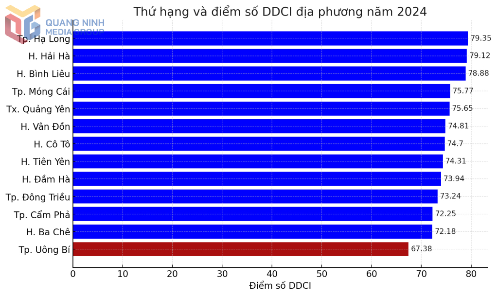 Bảng xếp hạng chỉ số DDCI khối địa phương năm 2024. Ảnh: Mạnh Trường