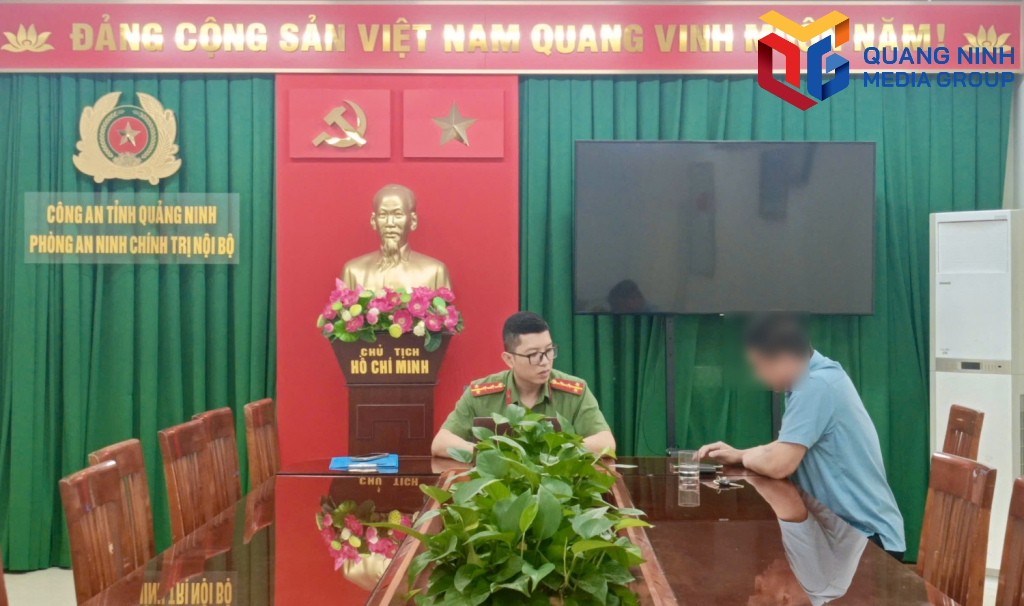Cơ quan Công an làm việc với trường hợp vi phạm.