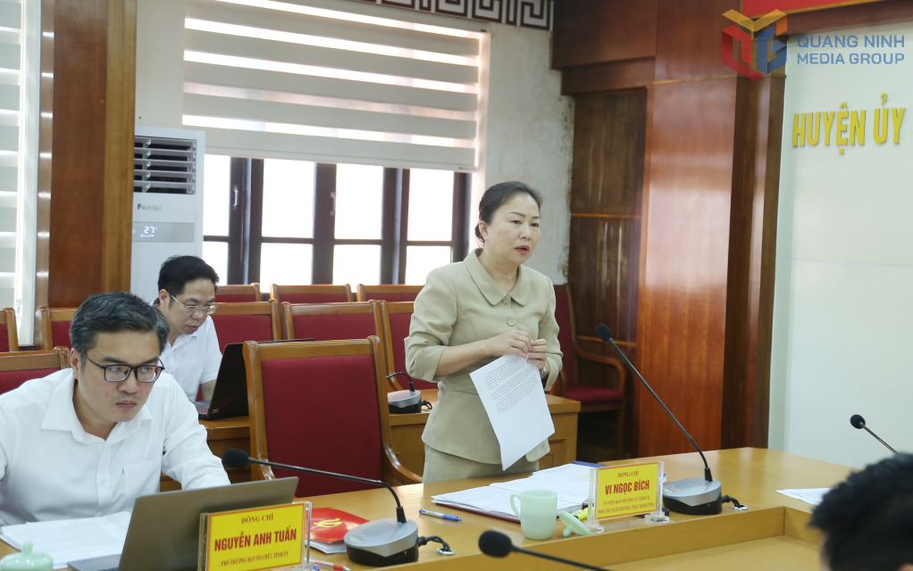 Đồng chí Vi Ngọc Bích, Phó Chủ tịch Thường trực HĐND tỉnh, phát biểu tại hội nghị.