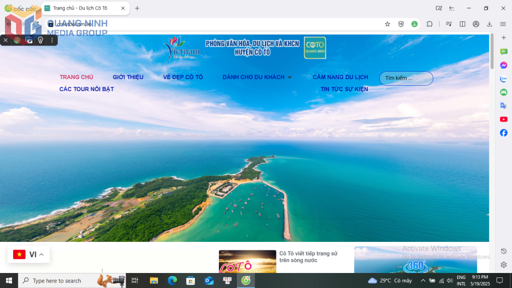 webside du lịch Cô Tô