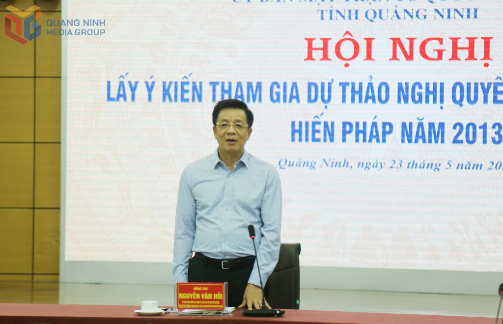 Đồng chí Nguyễn Văn Hồi, Ủy viên BTV TỈnh ủy, Chủ tịch Ủy ban MTTQ tỉnh, phát biểu chỉ đạo tại hội nghị.