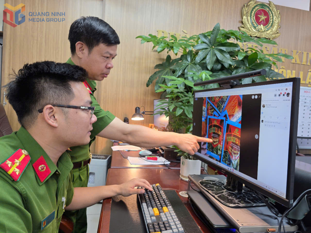 Cán bộ phòng Cảnh sát kinh tế (Công an tỉnh) phát hiện những bất thường trên các fanpage chạy quảng cáo bán thuốc bảo vệ thực vật BIOGLY88.8SP .