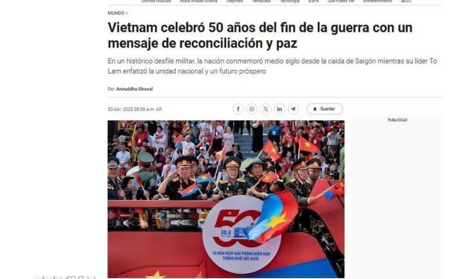 Truyền thông Argentina đưa đậm nét về Lễ kỷ niệm Chiến thắng 30/4 của Việt Nam