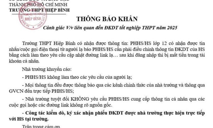 Trường học cảnh báo chiêu trò lừa đảo liên quan đến đăng ký thi tốt nghiệp THPT
