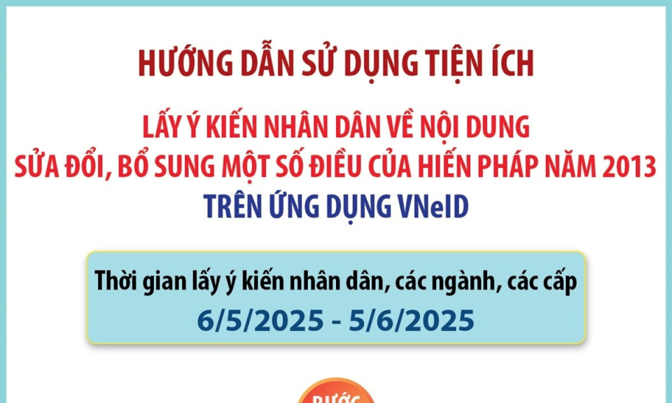 Hướng dẫn 5 bước lấy ý kiến sửa đổi Hiến pháp năm 2013 trên VNeID