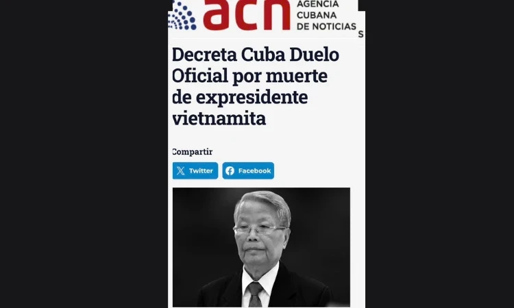 Lãnh đạo Cuba tiếc thương trước sự ra đi của nguyên Chủ tịch nước Trần Đức Lương