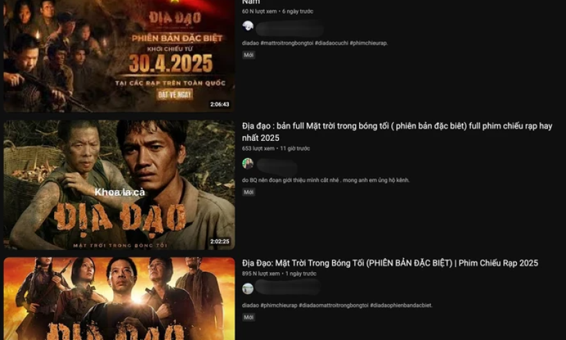 'Địa đạo' bị chiếu lậu tràn lan, có bản lên đến 1 triệu lượt xem