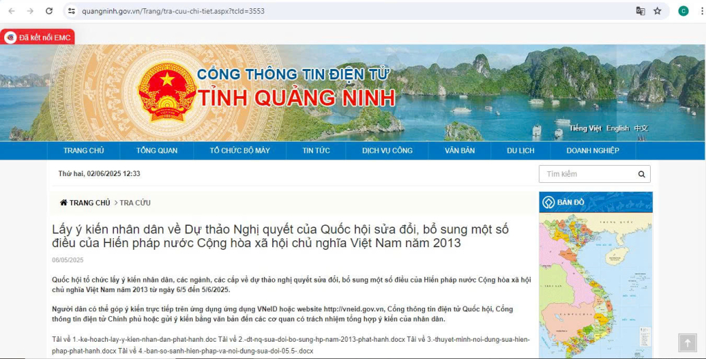 Cổng Thông tin điện tử tỉnh đăng toàn văn Dự thảo Nghị quyết của Quốc hội sửa đổi, bổ sung một số điều của Hiến pháp nước Cộng hòa xã hội chủ nghĩa Việt Nam năm 2013.