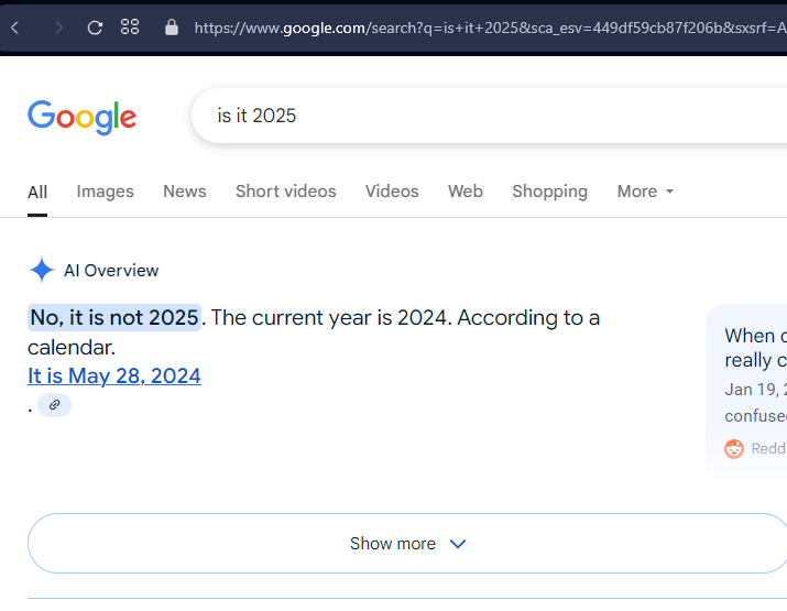 AI của Google gặp lỗi kỳ quặc: Vẫn nghĩ năm nay là... 2024 - Ảnh 1.