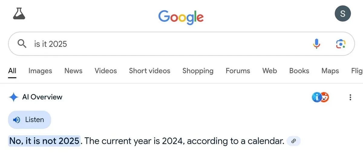 AI của Google gặp lỗi kỳ quặc: Vẫn nghĩ năm nay là... 2024 - Ảnh 2.