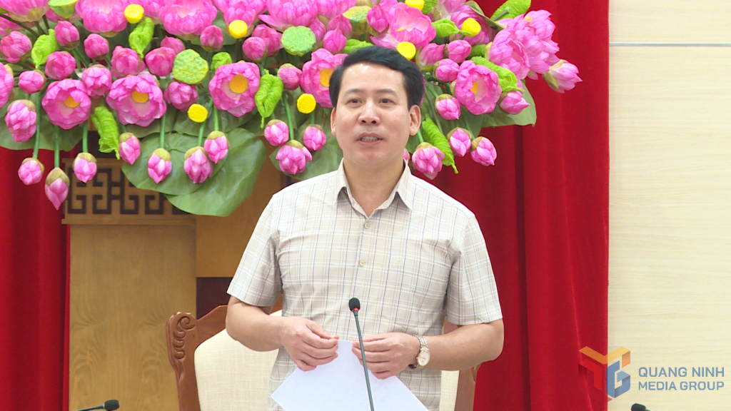 Đồng chí Trần Như Long, Phó Bí thư Đảng ủy UBND tỉnh phát biểu tại buổi làm việc. 