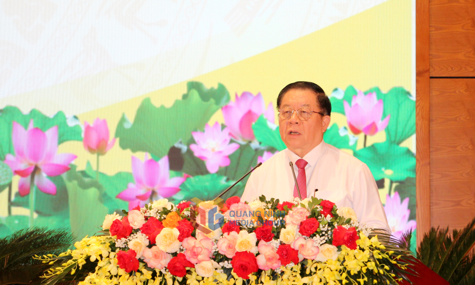 Đồng chí Nguyễn Trọng Nghĩa, Ủy viên Bộ Chính trị, Bí thư Trung ương Đảng, Trưởng Ban Tuyên giáo và Dân vận Trung ương, phát biểu kết luận.