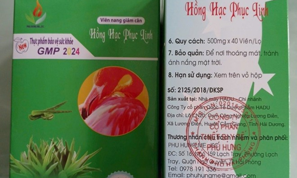 Phát hiện nhà thuốc bán viên giảm cân Hồng Hạc Phục Linh chứa chất cấm