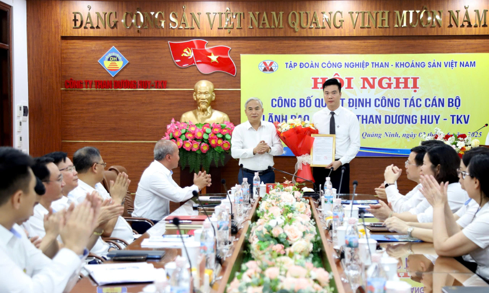 TKV công bố quyết định công tác cán bộ lãnh đạo Công ty Than Dương Huy