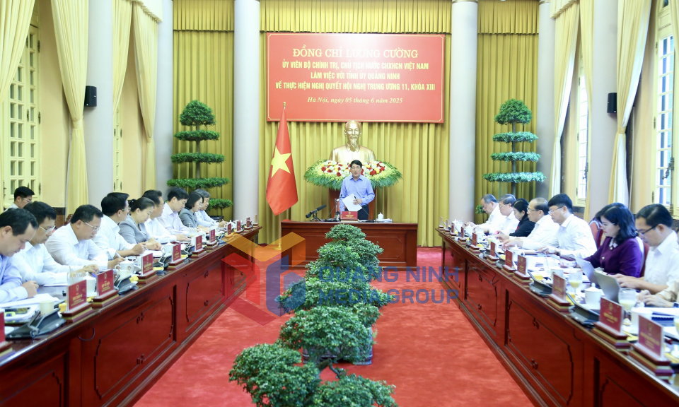 Chủ tịch nước Lương Cường làm việc với Ban Thường vụ Tỉnh ủy về thực hiện Nghị quyết Hội nghị Trung ương 11, khóa XIII, tháng 6-2025