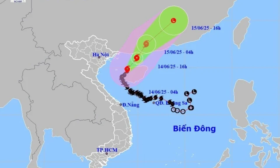 Thời tiết ngày 14/6: Bão số 1 di chuyển theo hướng Bắc, có khả năng suy yếu dần