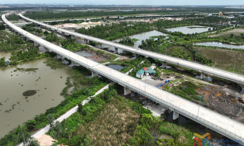 At the construction site of the riverside road project